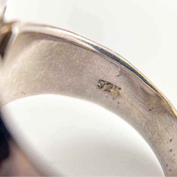 Vintage 925 Sterling Silver Mother of Pearl Southwestern Style Statement Ring. 6 - Picture 9 of 9